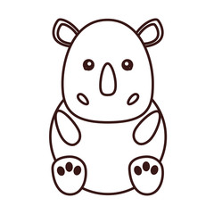 Obraz na płótnie Canvas kawaii rhino animal icon over white background. vector illustration