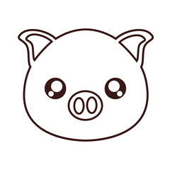 kawaii pig face icon over white background. vector illustration