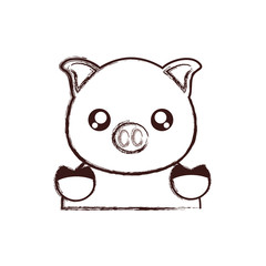 kawaii pig face icon over white background. vector illustration