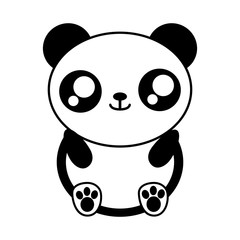 kawaii panda bear animal icon over white background. vector illustration