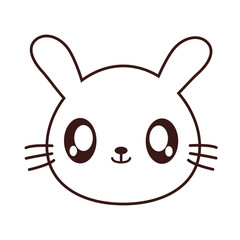kawaii rabbit animal icon over white background. vector illustration