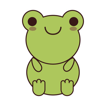 kawaii frog animal icon over white background. colorful design. vector illustration