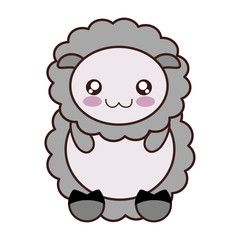 kawaii sheep animal icon over white background. colorful design. vector illustration