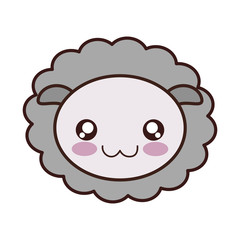 kawaii sheep animal icon over white background. colorful design. vector illustration