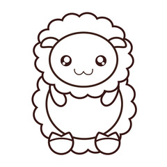 kawaii sheep animal icon over white background. vector illustration