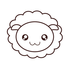 kawaii sheep animal icon over white background. vector illustration