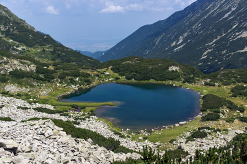 Naklejka na ściany i meble Panoramic view of Muratovo lake, Pirin Mountain, Bulgaria