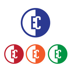 EC initial circle half logo blue,red,orange and green color
