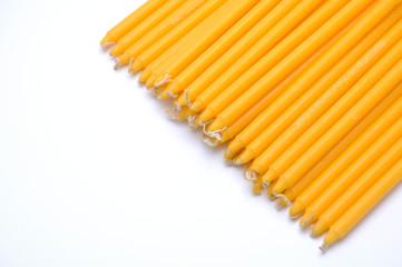 Candle on white background