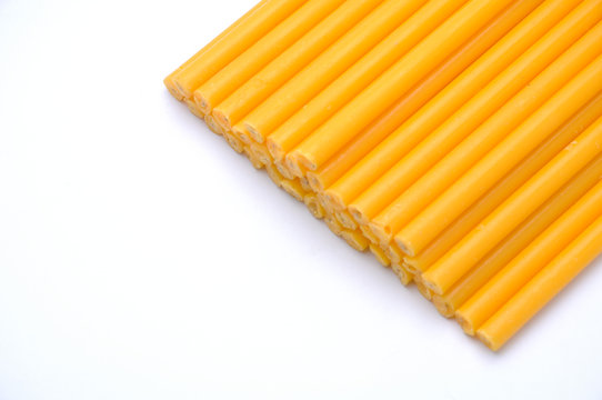 Candle on white background
