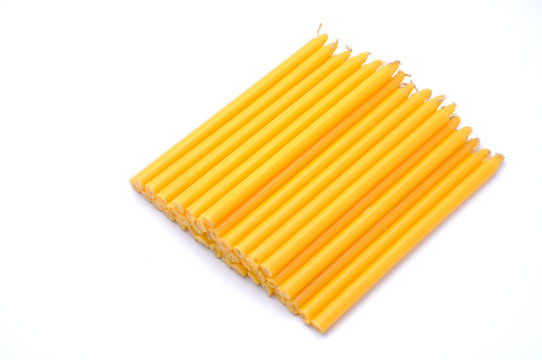 Candle on white background