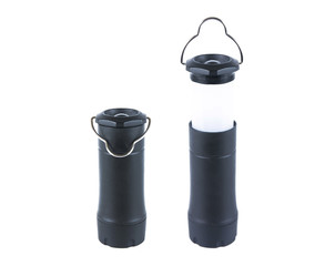 Black LED flashlight isolated on white background.LED lantern flashlight isolated