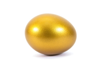Gold egg isolated on white background.Golden egg isolated