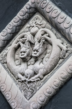Dragon sculptures in the Wuhou Shrine in Chengdu China