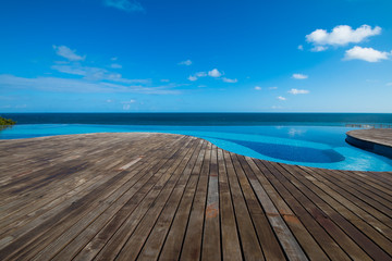 Infinity pool with wood deck