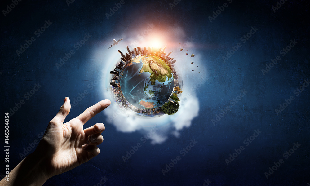 Poster idea of earth creation . mixed media