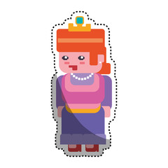 Princess Pixelated videogame icon vector illustration graphic design