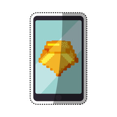 Diamond Pixelated videogame icon vector illustration graphic design