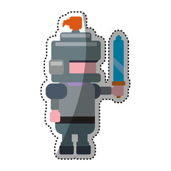 Warrior Pixelated videogame icon vector illustration graphic design