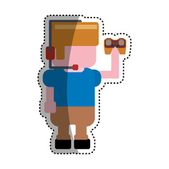 Gamer boy pixelated icon vector illustration graphic design