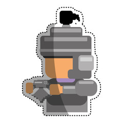 Warrior Pixelated videogame icon vector illustration graphic design