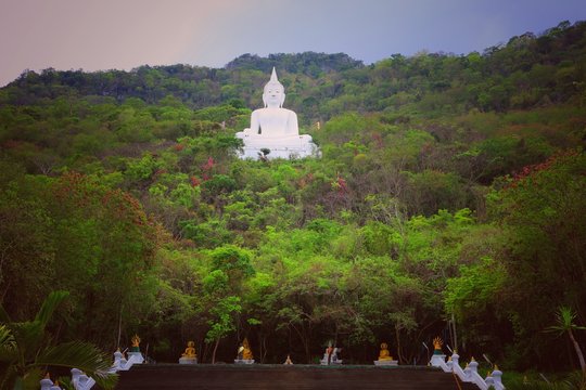 Thai white temple in Wat Thep Phithak Punnaram on holiday - Thailand