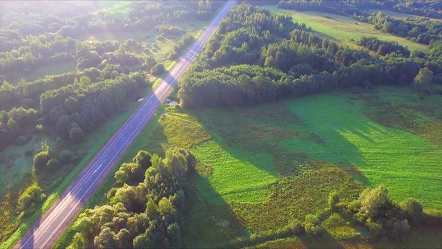 Drone flight over the highway
