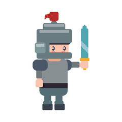 Warrior Pixelated videogame icon vector illustration graphic design