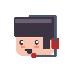 Gamer boy pixelated icon vector illustration graphic design