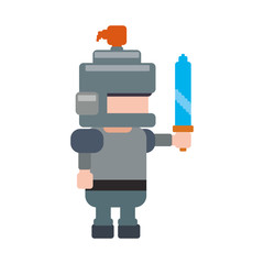 Warrior Pixelated videogame icon vector illustration graphic design