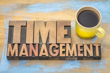 time management word abstract in wood type