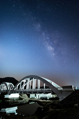 Milky way with railway bridge