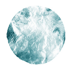 Watercolor abstract blue ocean circle on white