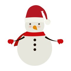 christmas snowman cartoon icon over white background. colorful design. vector illustration