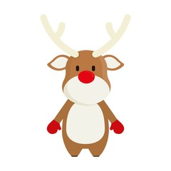 rudolph deer cartoon icon over white background. colorful design. vector illustration