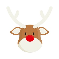 rudolph deer cartoon icon over white background. colorful design. vector illustration - obrazy, fototapety, plakaty