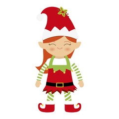 santa helper girl icon over white background. colorufl design. vector illustration