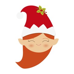 santa helper girl icon over white background. colorufl design. vector illustration