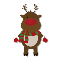 rudolph deer cartoon icon over white background. colorful design. vector illustration