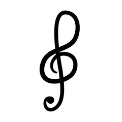 treble clef, music note icon over white background. vector illustration