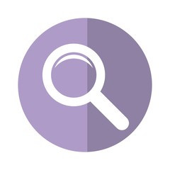 magnifying glass icon over purple circle and white background. vector illustration