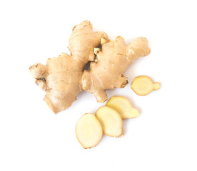 Fresh ginger on white background,raw material for cooking
