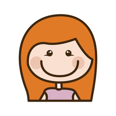 color silhouette cartoon half body girl with expressive eyes vector illustration