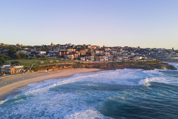 Bronte Beach aerial view in the morning.