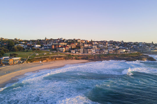 Bronte Beach aerial view in the morning.