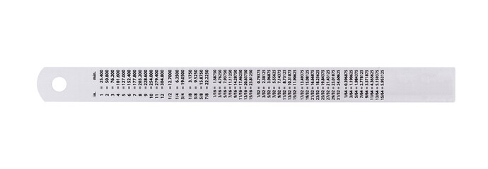 Stainless steel Ruler on White background