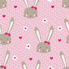 Seamless pattern with cute rabbits