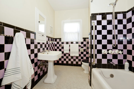 Residential Bathroom With 50's Style Tiles