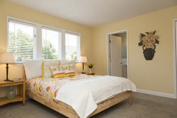 Shot of a bedroom with flower theme decoratinos