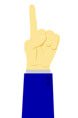 Counting or Vote Hand, One, isolated on white
